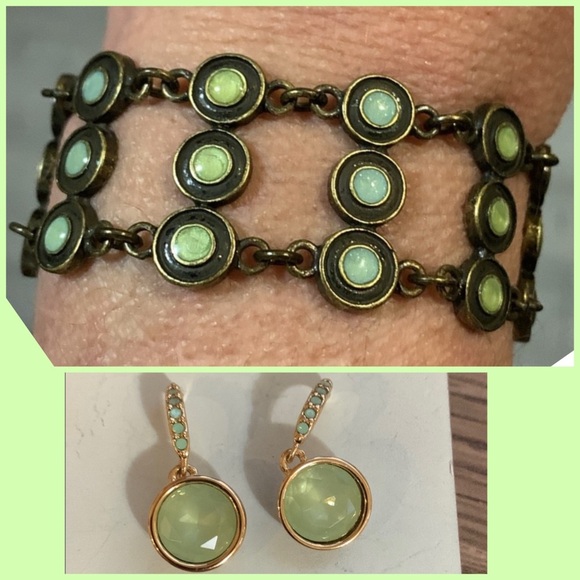 Elegant Apple Green Bracelet and NWT Earring Set - Picture 1 of 7